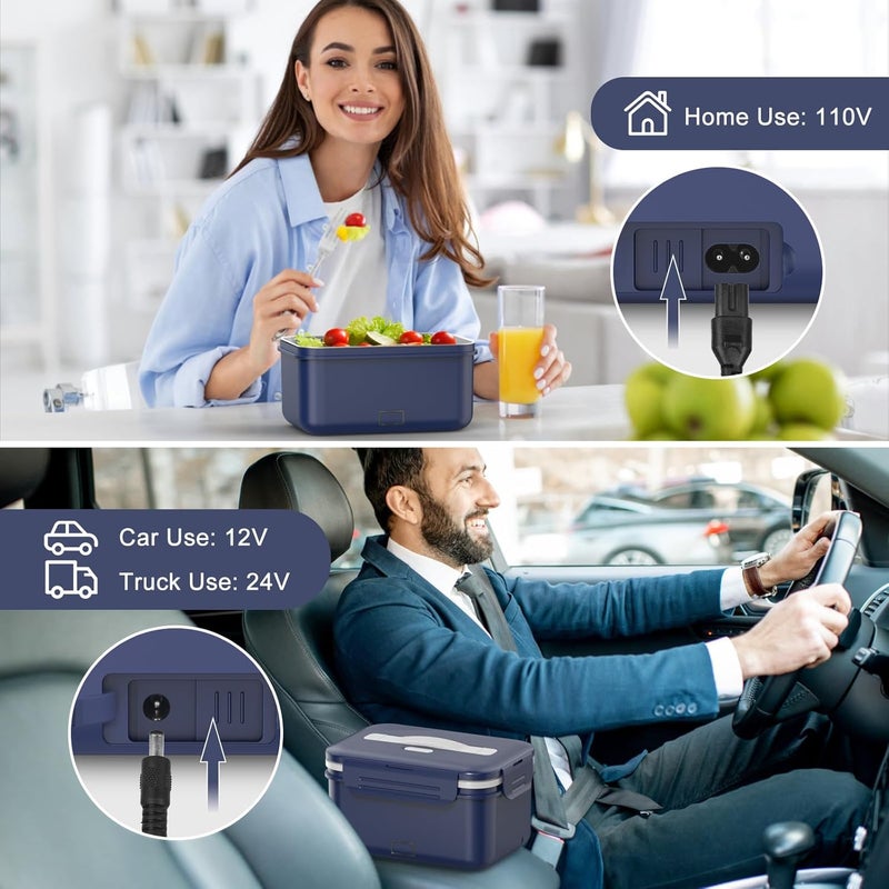 Vabaso Electric Lunch Box Food Heater, 1.8L/61oz Heated Lunchbox for Adults Work/Home Car/Truck, Food Warmer Heating Lunchboxes with Removable Container, 100W - Image 2